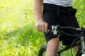 Riding a mountain bike Royalty Free Stock Photo