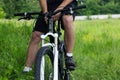 Riding a mountain bike Royalty Free Stock Photo