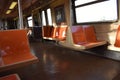 Riding on the New York Subway Train with Orange Seats Royalty Free Stock Photo