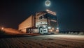 Riding the Night Shift, A Look at Trucking on an Empty Road after Dark, Generative AI Royalty Free Stock Photo