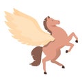 Riding pegasus icon cartoon vector. Crest animal blazon