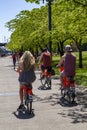 Riding Rental Bikes next to the Willamette River in Portland Oregon