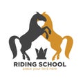 Riding school logotype with black and brown horses