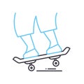 riding skateboard line icon, outline symbol, vector illustration, concept sign Royalty Free Stock Photo