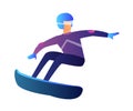 Riding snowboarder vector illustration.