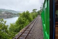 Riding on the steam train of Llanberis Lake Railway on rainy day - 3