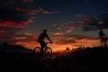 Riding into the twilight, a cyclist enjoys the tranquil evening ambiance