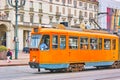 The riding vintage tram, Vittorio Veneto Square, Turin, Italy Royalty Free Stock Photo