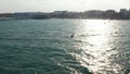 Riding the waves with jet ski while cruising on the Caribbean Sea at Playe del Carmen, Mexico