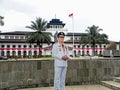 Ridwan Kamil standee in front of Gedung Sate, banner, two-dimensional cardboard statue, standee