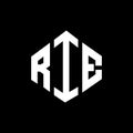 RIE letter logo design with polygon shape. RIE polygon and cube shape logo design. RIE hexagon vector logo template white and Royalty Free Stock Photo