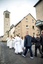 Rieden Germany 15.04.2018 The procession around the church on a religious holiday of the first communion of children