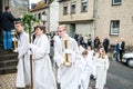 Rieden Germany 15.04.2018 The procession around the church on a religious holiday of the first communion of children