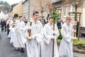 Rieden Germany 15.04.2018 The procession around the church on a religious holiday of the first communion of children