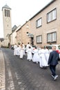 Rieden Germany 15.04.2018 The procession around the church on a religious holiday of the first communion of children