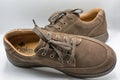 Rieker brown man nubuck shoes with shoelace on white