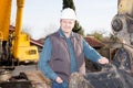 riendly and smiling construction man worker on the job site Royalty Free Stock Photo