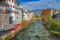 Rienz river in Bruneck Royalty Free Stock Photo