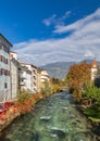 Rienz river in Bruneck Royalty Free Stock Photo