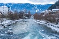 Rienza river in Brunico-Bruneck Royalty Free Stock Photo