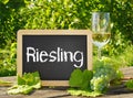 Riesling wine glass and sign