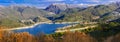 Rieti province, Italy, beautiful lake Turano and village Colle di tora