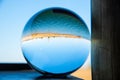 Rietvlei Dam through a solid glass ball. Royalty Free Stock Photo