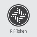 RIF - Rif Token. The Logo of Virtual Momey or Market Emblem.