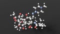 rifampicin molecule, molecular structure, ansamycin antibiotic, ball and stick 3d model, structural chemical formula with colored