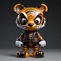 Cartoonish Tiger Figure With Vest And Leather Design