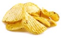 Riffled potato chips are isolated on a white background Royalty Free Stock Photo