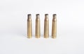 Rifle bullet shell casings on white background Royalty Free Stock Photo