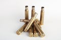 Rifle bullet shell casings on white background Royalty Free Stock Photo