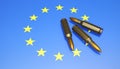 Rifle bullets on the flag of the European Union