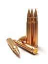 Rifle bullets over white background Royalty Free Stock Photo