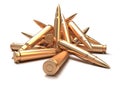 Rifle bullets over white background Royalty Free Stock Photo