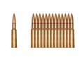 Rifle bullets in a row isolated Royalty Free Stock Photo
