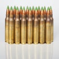 Rifle cartridges on a white background Royalty Free Stock Photo
