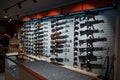 Rifle choice, showcase in gun shop, nobody