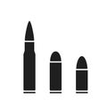 Rifle and gun bullet set. weapon and ammunition icon. isolated vector image for military infographics and web design