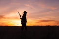 Rifle Hunter in Sunset Royalty Free Stock Photo