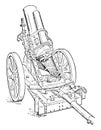 Rifled Heavy Minenwerfer Mortar, vintage illustration