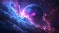 A rift in deep space that glows with vibrant electric violet and blue waves Royalty Free Stock Photo