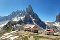 Rifugio Auronzo and Chiesetta degli alpini in National Park Tre Cime di Lavaredo,Dolomites alps, South Tyrol, Italy