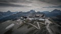 Rifugio Lagazuoi in the mountains at Passo di Falzarego during cloudy day in the Dolomite Alps Royalty Free Stock Photo