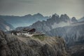 Rifugio Lagazuoi in the mountains at Passo di Falzarego during cloudy day in the Dolomite Alps Royalty Free Stock Photo