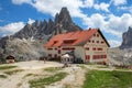 The Rifugio Locatelli and Tre Cime di Lavaredo, Dolomites, Italy Royalty Free Stock Photo