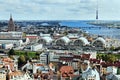 Riga architecture with Riga Radio and TV Tower and Latvian Academy of Sciences Building