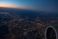 Riga, capital of Latvia. Aerial view sunrise time