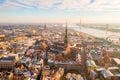 Riga city aerial winter day view during Christmas